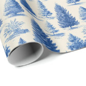 Blauw Kerst toile Cadeaupapier (Rol Hoek)