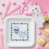 Blauw Kerst Zilveren Bellen Papieren Bordje (Feest)