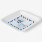 Blauw Kerst Zilveren Bellen Papieren Bordje (Gebogen)