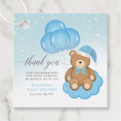Blauw kerstBaby Slapy Beer Dank u Bedankjes Labels (Voorkant)
