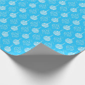 Blauw kerstbalkpapier cadeaupapier (Hoek)