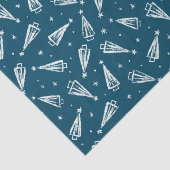 Blauw Kerstbomen Patroon Weefselpapier Tissuepapier (Detail)