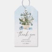 Blauw kerstboom bedankt cadeaulabel (Voorkant)