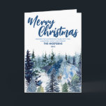 Blauw Kerstboom bos Modern rendier Kerst Kaart<br><div class="desc">Blauw Kerstbomen bos Modern rendier Kerst</div>