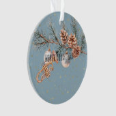 Blauw Kerstboom Dennenkegels Ornamenten Trompet (voorkant)