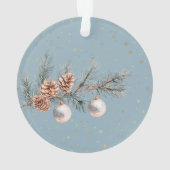 Blauw Kerstboom Dennenkegels Ornamenten Trompet (achterkant)