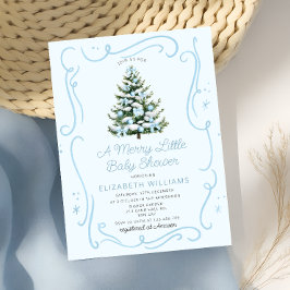 Blauw kerstboom Een vrolijke kleine baby shower Kaart