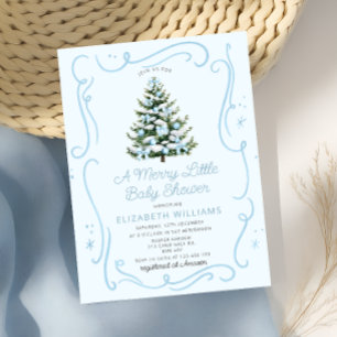 Blauw kerstboom Een vrolijke kleine baby shower Kaart