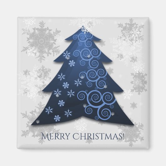 Blauw kerstboom Magnet (Voorkant)