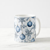  Blauw Kerstboom Ornamenten Patroon Koffiemok (Voorkant rechts)
