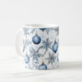 Blauw Kerstboom Ornamenten Patroon Koffiemok (Voorkant links)