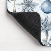  Blauw Kerstboom Ornamenten Patroon Muismat (Hoek)