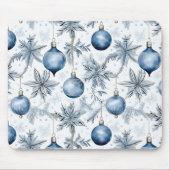  Blauw Kerstboom Ornamenten Patroon Muismat (Voorkant)