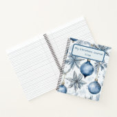 Blauw Kerstboom Ornamenten Patroon Notitieboek (Binnen)