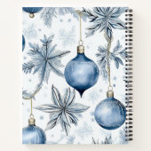 Blauw Kerstboom Ornamenten Patroon Notitieboek (Achterkant)