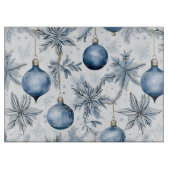  Blauw Kerstboom Ornamenten Patroon Snijplank (Voorkant)