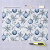  Blauw Kerstboom Ornamenten Patroon Tissuepapier (Craft)