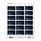 Blauw kerstboom, ornamenten vakantie etiket (Full Sheet)