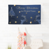 Blauw Kerstboom Rendier Sterren Spandoek (Insitu)