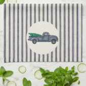 blauw kerstboom, Truck Kitchen Towel Theedoek (Gevouwen)