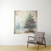  blauw kerstboom wandtapijt wandkleed (In situ)