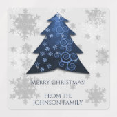 Blauw kerstboomblauw baklabel labels (Design 1)
