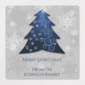 Blauw kerstboomblauw baklabel labels (Design 2)