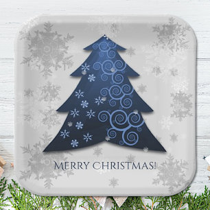 Blauw kerstboomblauw Bord