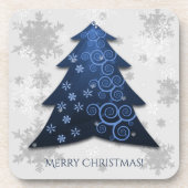 Blauw kerstboomblauw, hard plastic Onderzetter (Voorkant)