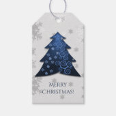 Blauw kerstboomblauw Label met cadeau Cadeaulabel (Voorkant)