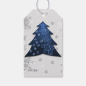 Blauw kerstboomblauw Label met cadeau Cadeaulabel (Achterkant)