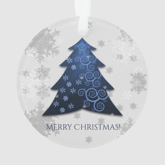 Blauw kerstboomblauw Ornament (achterkant)