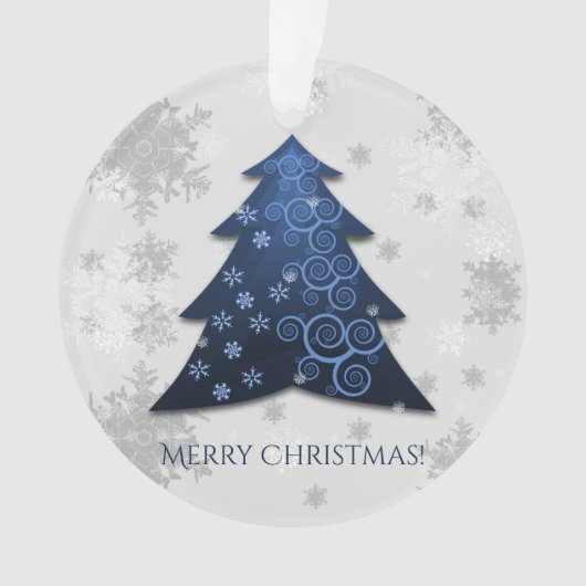 Blauw kerstboomblauw Ornament (voorkant)