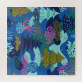  blauw kerstboombos legpuzzel (Horizontaal)