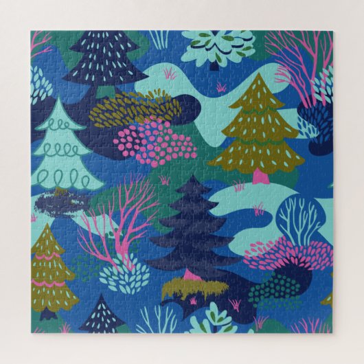  blauw kerstboombos legpuzzel (Verticaal)