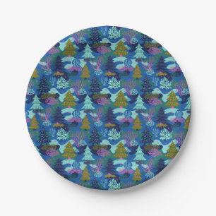  blauw kerstboombos papieren bordje