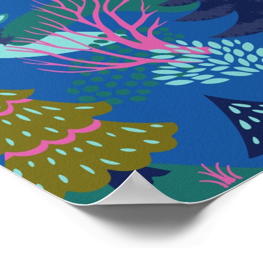 blauw kerstboombos poster (Hoek)