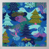 blauw kerstboombos poster (Voorkant)