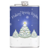 Blauw kerstboomflesje heupfles (Voorkant)