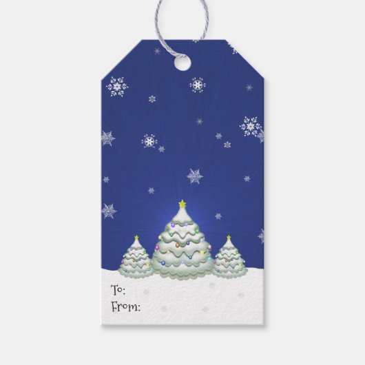 Blauw kerstboomgeschenk Label Cadeaulabel (Voorkant)