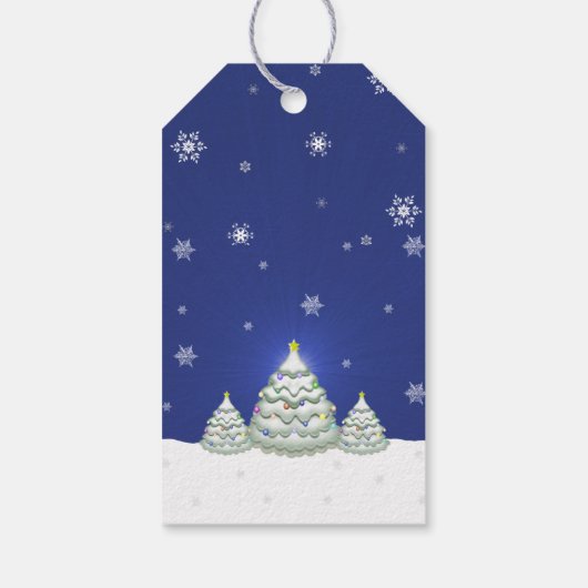 Blauw kerstboomgeschenk Label Cadeaulabel (Achterkant)