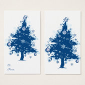Blauw kerstboomgeschenk Label Visitekaartje (Voorkant /achterkant)
