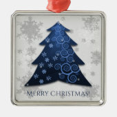 Blauw kerstboomkeramisch Ornament (Voorkant)