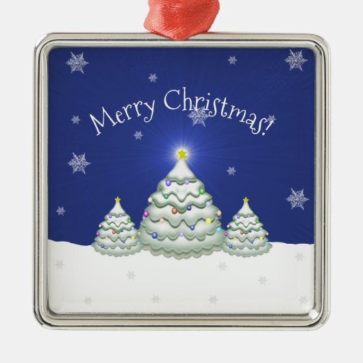 Blauw kerstboomkeramisch Ornament (Voorkant)