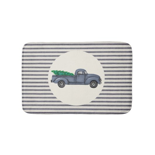 blauw kerstboomklooster badmat (Voorkant)