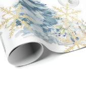 Blauw kerstboomklooster cadeaupapier (Rol Hoek)