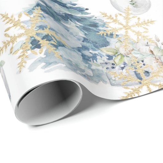 Blauw kerstboomklooster cadeaupapier (Rol Hoek)