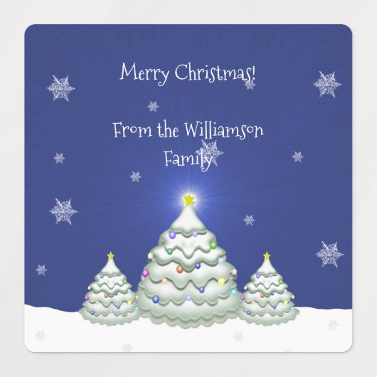 Blauw kerstboomlabel labels (Design 1)