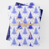 Blauw kerstboommodel inpakpapier vel (In situ)