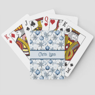 Blauw Kerstboomornamenten Patroon Pokerkaarten